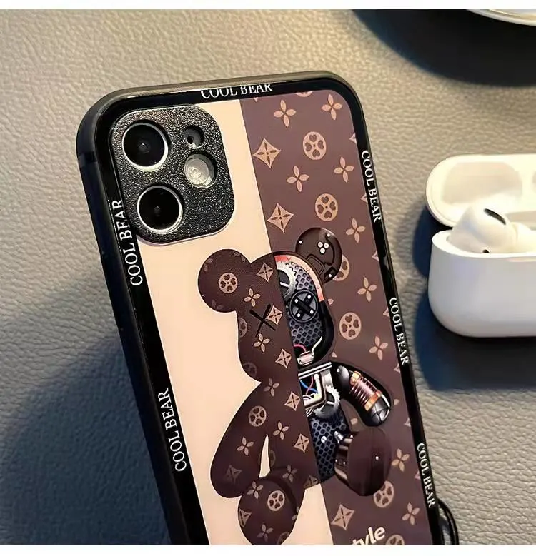 2022 Tide Brand Mechanical Bear Transparent Side Phone Case Suitable for iPhone Xs Max 7-13 Series