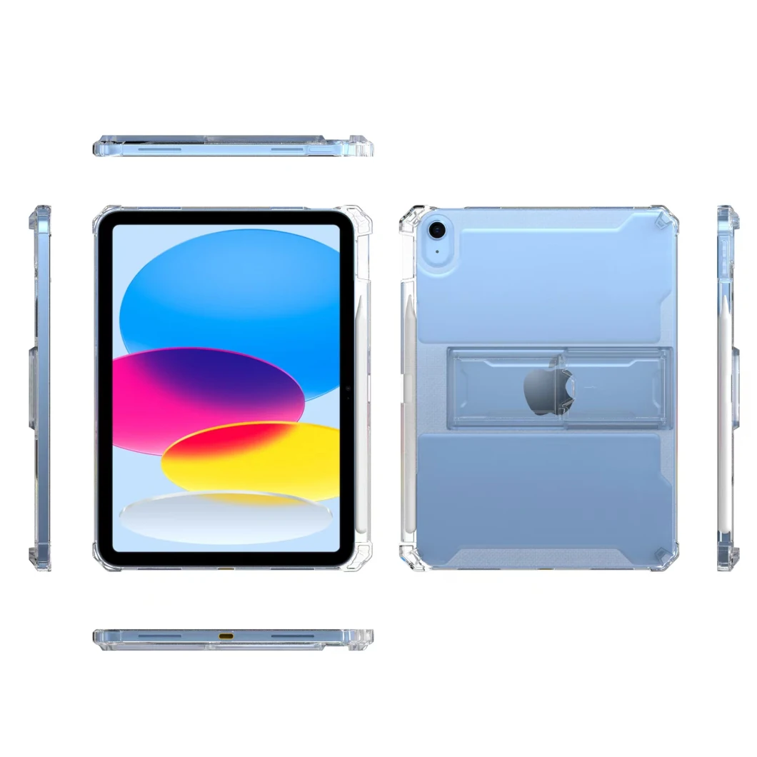 Transparent Acrylic PC Kickstand Flexible TPU Tablet Cover Case for iPad Air 4/5 10.9 Inch 2020 2022