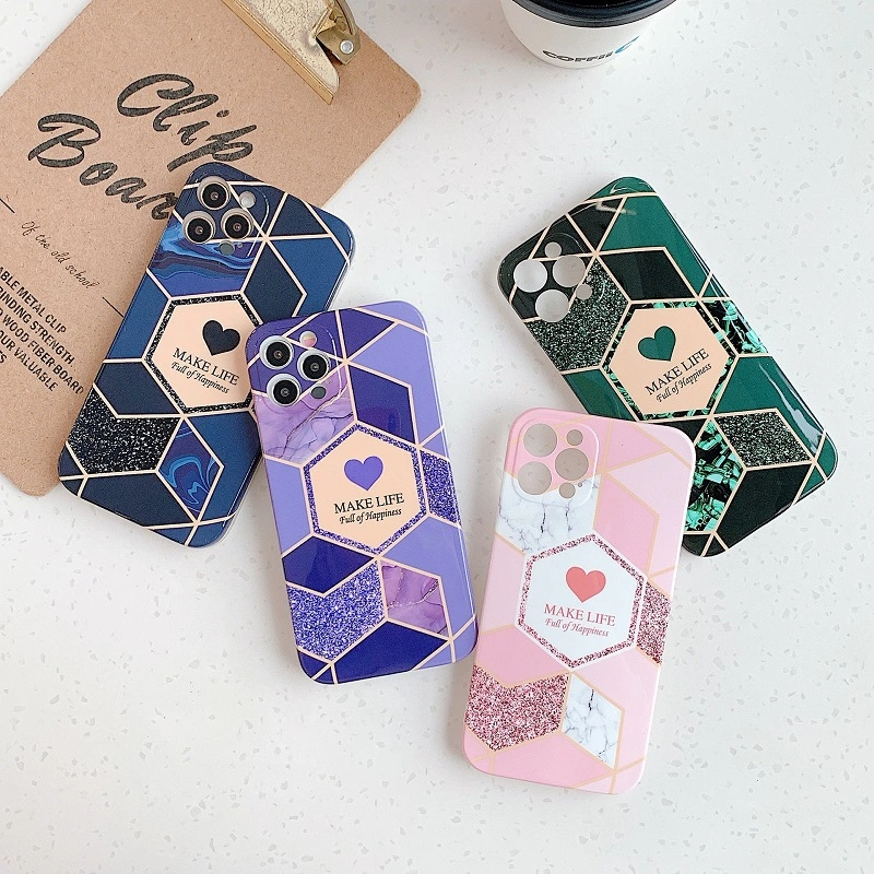 Stitching Style Marble IMD TPU Mobile Phone Case for iPhone