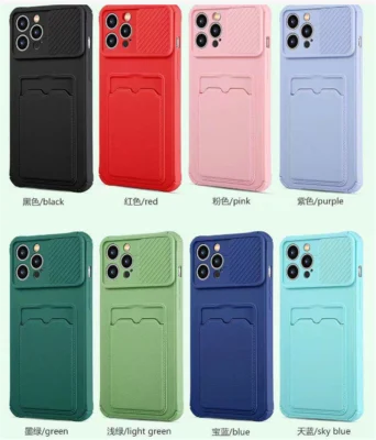 100% フルカメラレンズカバー TPU バックカードスロット耐衝撃性滑り止め iPhone ケース電話ケースカードホルダーカスタムロゴ